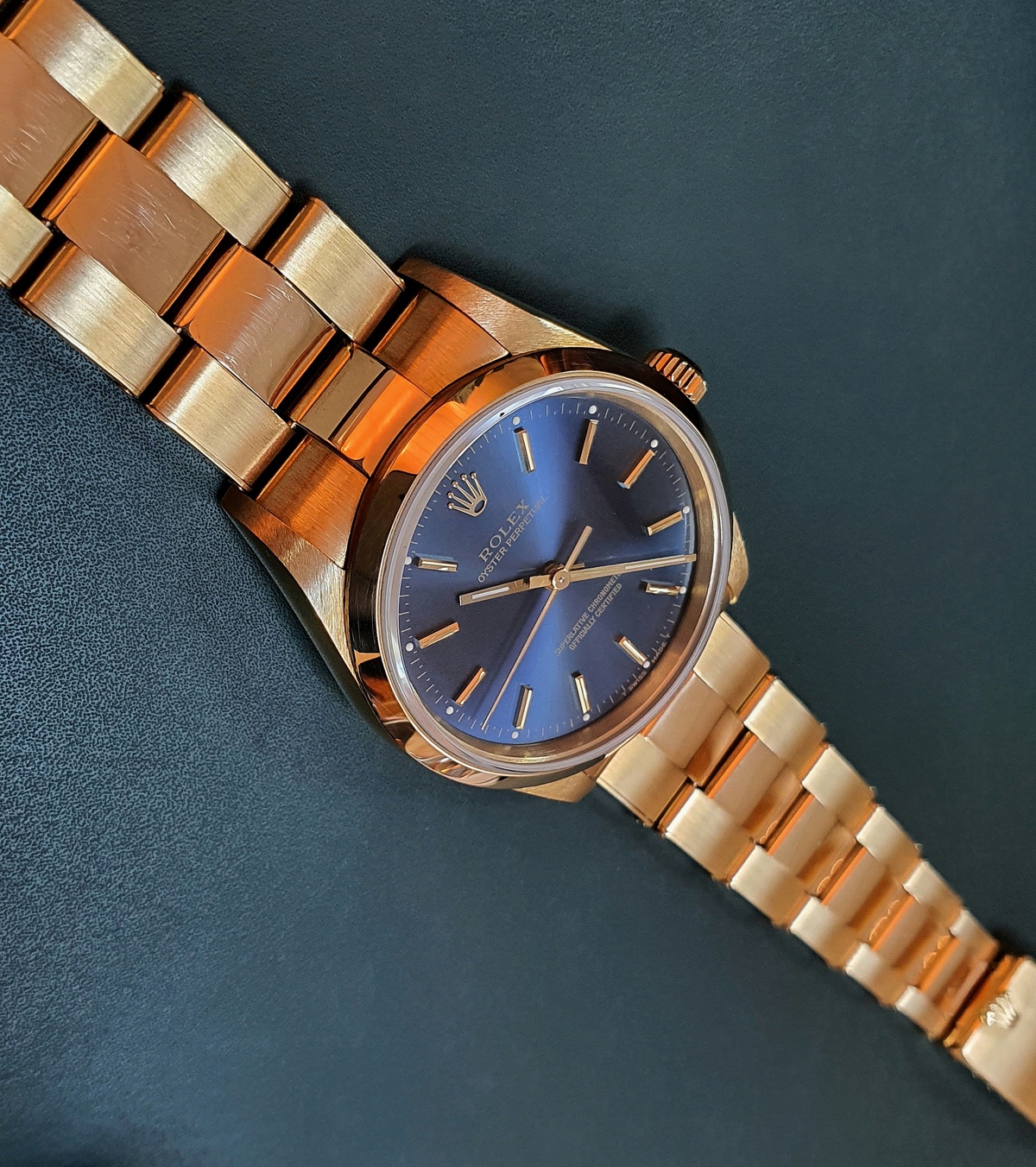 Rolex Oyster Perpetual 18k blue dial