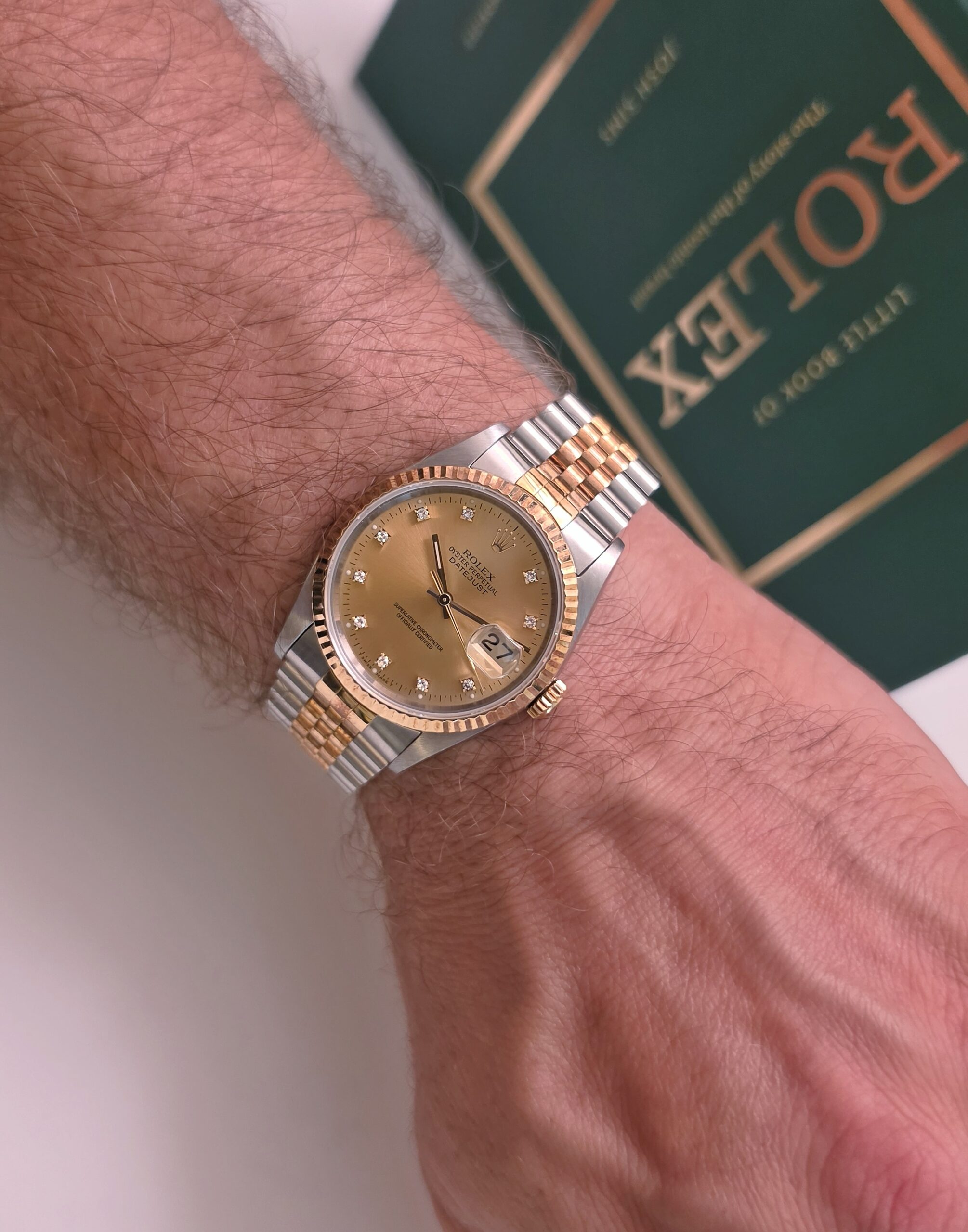 Rolex Datejustr Or et Acier two tones diamants 1991 16233 36mm