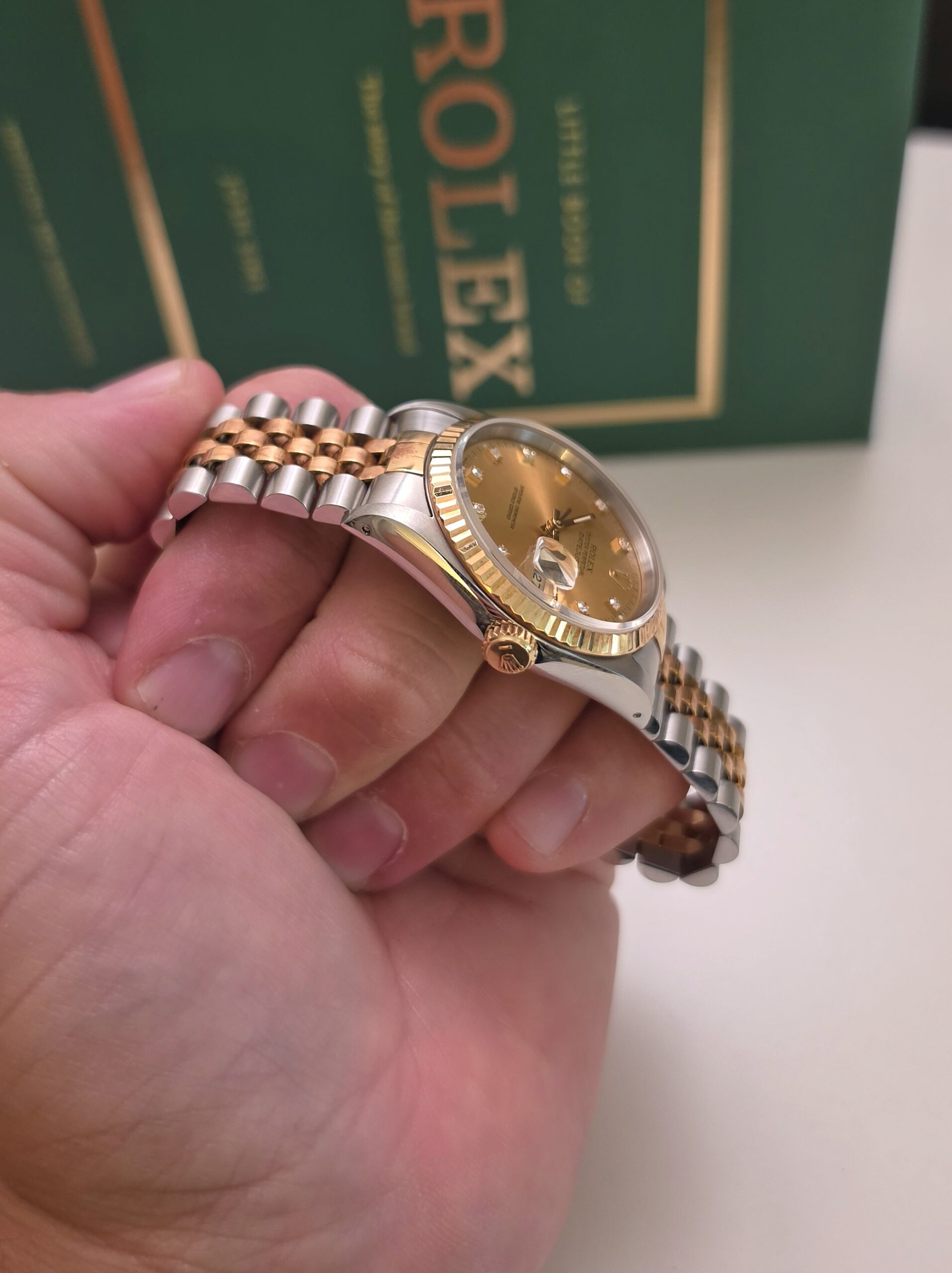 Rolex Datejustr Or et Acier two tones diamants 1991 16233 36mm