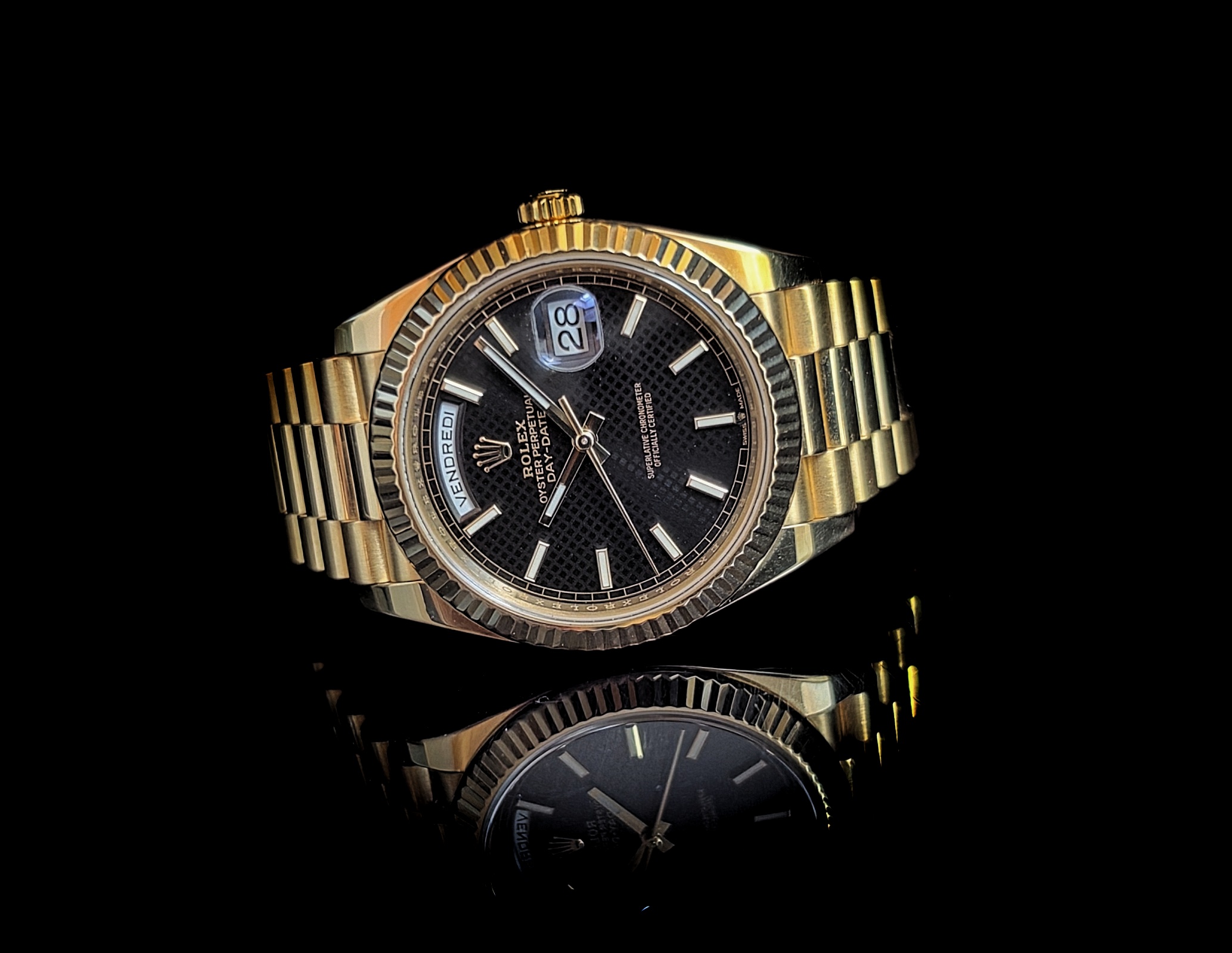 Rolex Day-date 40mm 228238 Full set 2016 Black waffle dial